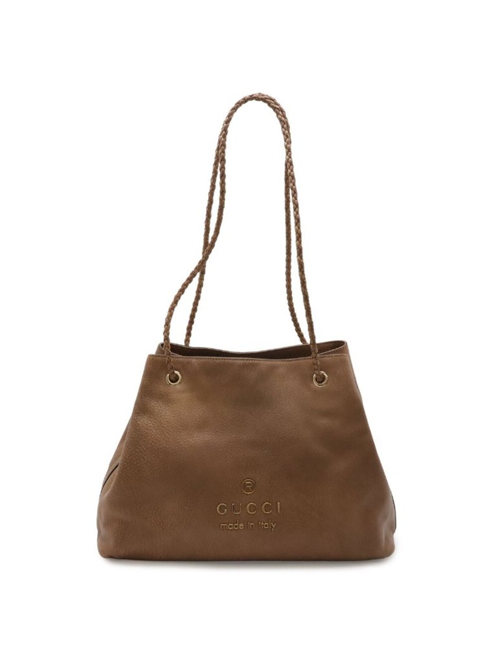 Gucci Logo Shoulder Bag Tote Brown Beige Gold